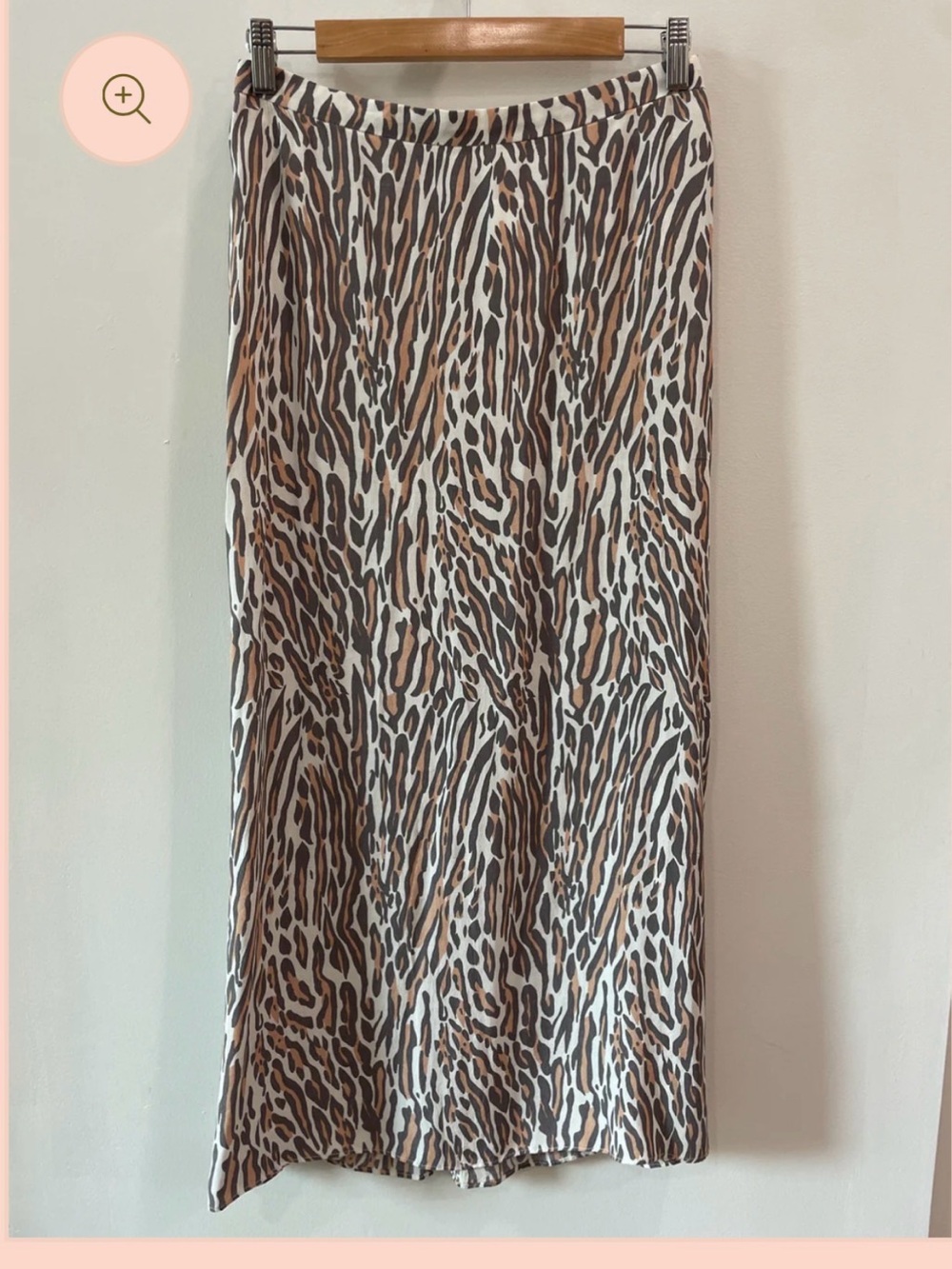 Wilfred Zebra-Striped Midi Skirt in Black, Brown & Cream